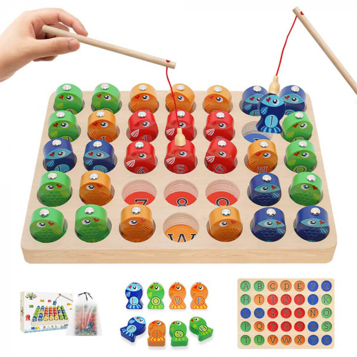  Montessori Magnetic Wooden Fishing Game For