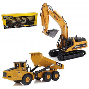 Construction Alloy Vehicle Toys Dump Truck and Excavator Set Heavy Metal Engineering Vehicle 2Pcs 