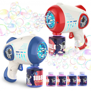 Bubble Guns Machine for Toddlers 8 Hole Light Up Bubble Maker Automatic Bubble Blower
