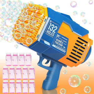 Multi-hole Children Bubble Machine Toy Gun with Color Light Bazooka Bubble Machine