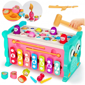 Toddler Activity Cube Educational Hammering Toys Sensory Fishing Games 8 in 1