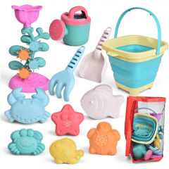 12Pcs Beach Sand Toys Set with Foldable Beach Bucket Bath Toys Sandbox Snow Outdoor Toys
