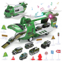 Army Helicopter Military Toys Friction Powered Helicopter w/ Electric Rubber Propeller 2-in-1 