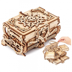 3D Wooden Puzzle Mechanical Treasure Box Wood Creative Assembly Model Building Kits to Build