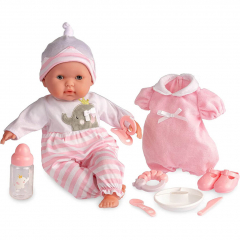 15" Realistic Soft Body Baby Doll with Open/Close Eyes 10 Piece Gift Set