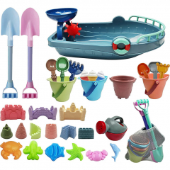 Long Shovels Sand Toys Set with Mesh Bag Including Outdoor Beach Toys Tool Kit for Kids