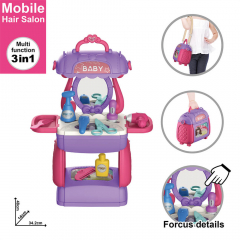 Mobile Hair Salon Set for Little Girls Kids with Crossbody Shoulder Bag