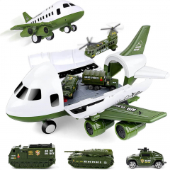 Military Play Set with Transport Cargo Airplane Toys Set and 6 PCS Mini Army Vehicles