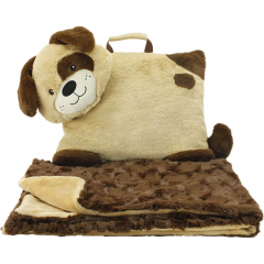 2-in-1 Stow-n-Throw Cuddle Bud with Carrying Handle & Zipper Pouch for Blanket Storage Set