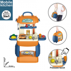 Portable Kitchen Playsets Mini Kitchen Pretend Play Cooking Pots and Pans Set