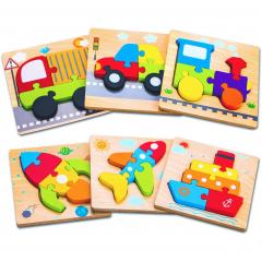 Wooden Vehicle Puzzles for Boys Girls  Recognition Training Educational Developmental Toys