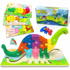 Animal Jigsaw Puzzles Wooden Montessori Educational development toy 4 Pack 