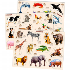 Wooden Puzzles for Toddlers Montessori Animal Toy Puzzles Wood Toy Learning Realistic Animals