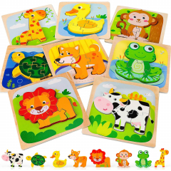 Animal Shape Wooden Puzzles Toddlers Montessori Early Learning Toys 