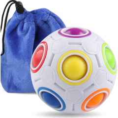 Rainbow Puzzle Ball with Pouch Color-Matching Puzzle Game Fidget Toy
