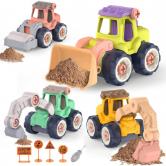 Sandbox Trucks Beach Car STEM Excavator Toys Educational Take Apart Construction Sand Toys 4 Pack 